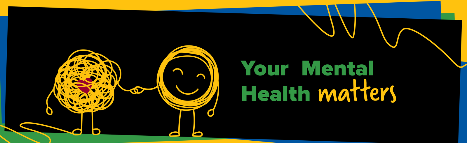 Your Mental Health Matters on black background with two stick children