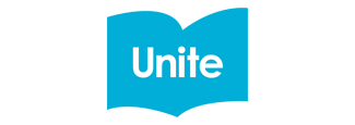 Unite logo on blue book