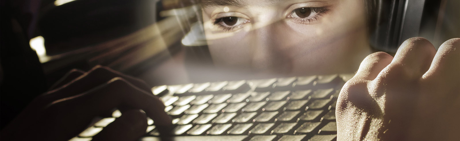 eyes viewing a keyboard