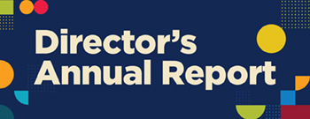Director's Annual Report on blue background