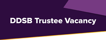 DDSB Trustee Vacancy on purple background