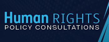 Human Rights Policy Consultations text on blue background