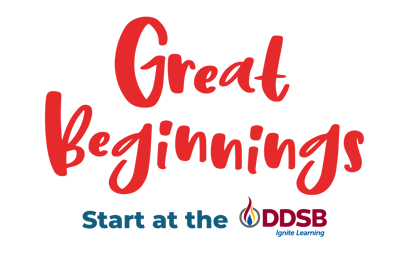 Great Beginnings Start at the DDSB and three small children